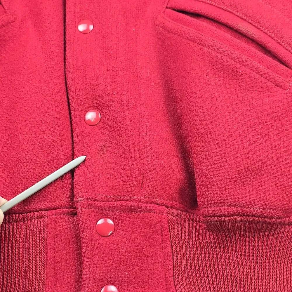 Vintage Lowe & Campbell Varsity Letterman Jacket 50s Red Wool‎ Tan Leather Small